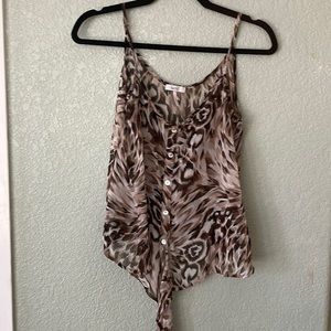 Semi sheer animal print tank